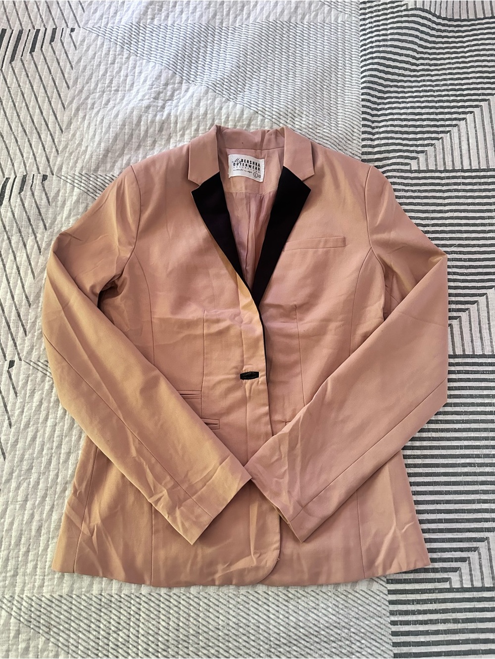 Bershka Dusty Tan Blazer with Black Lapel